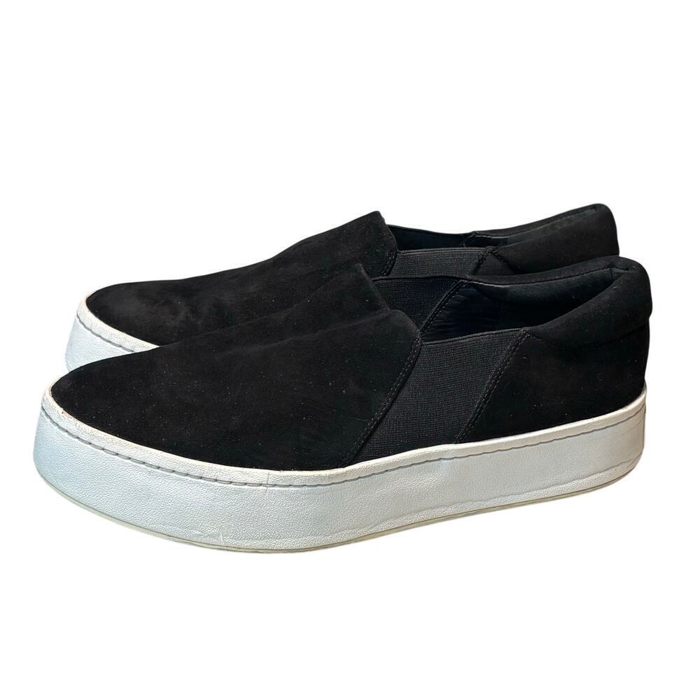 Vince. Women's Warren Black & White Slip on Platform Suede Shoes Size 8